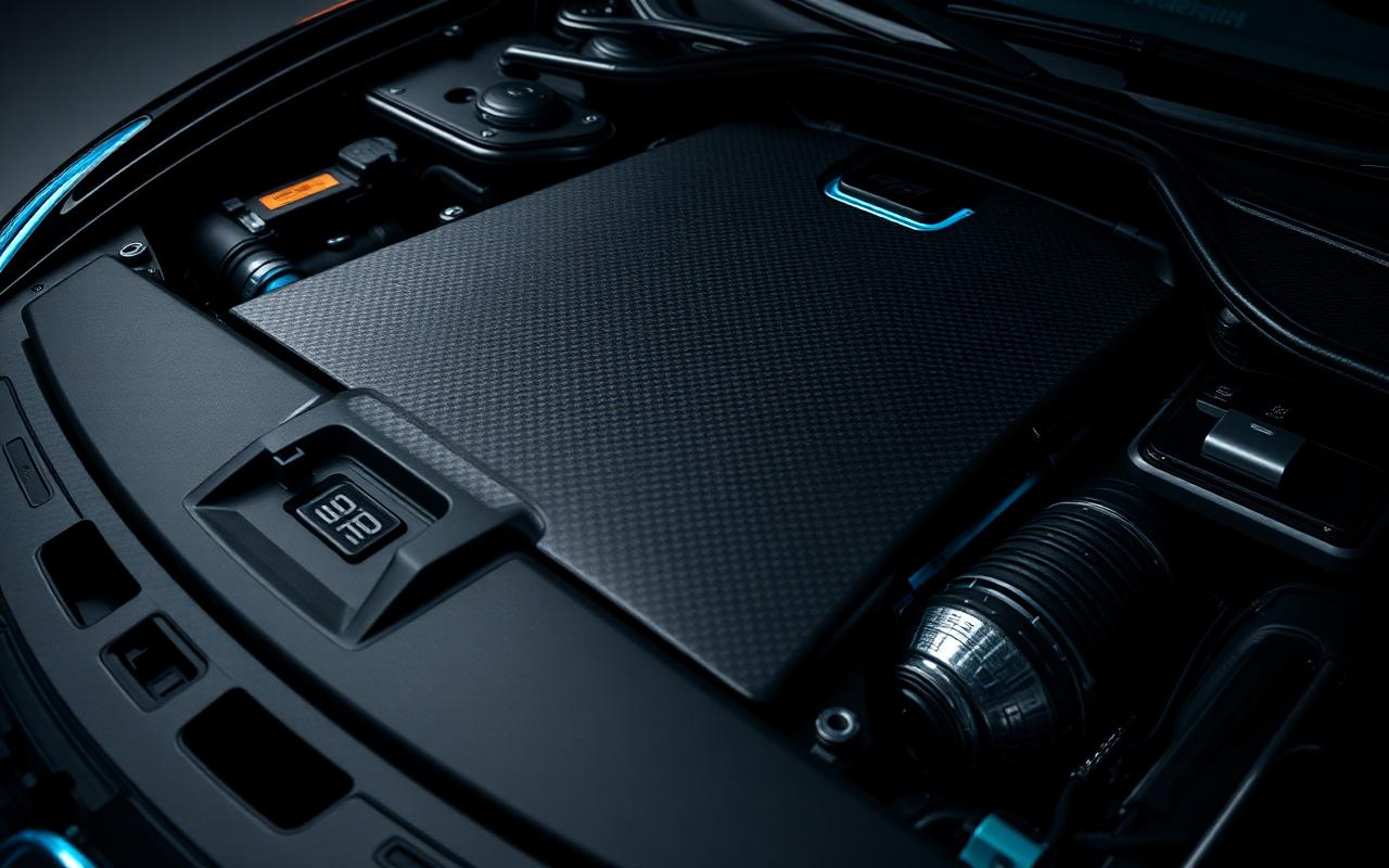 Performance car engine bay detail
